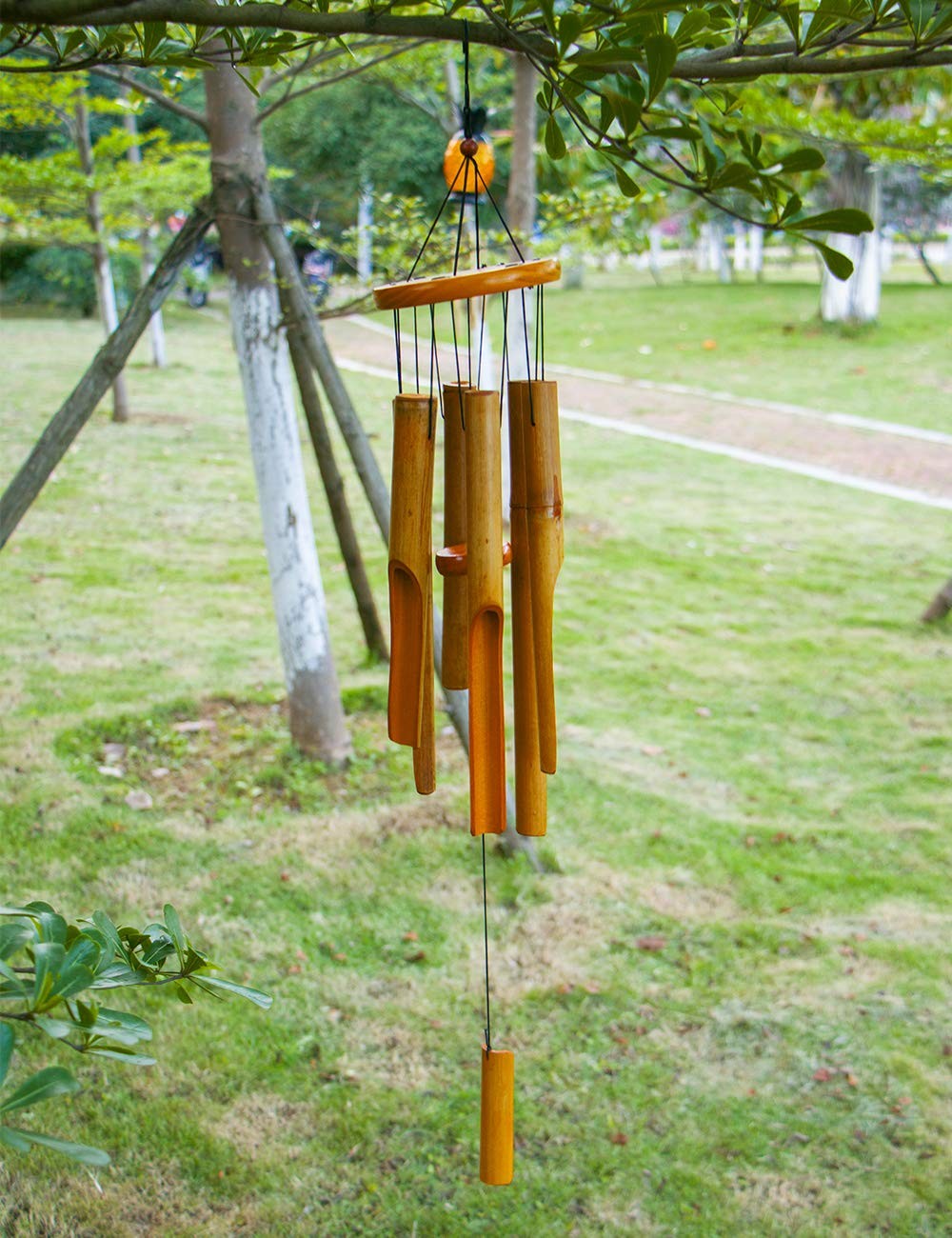 MUMTOP Bamboo Wind Chimes Outdoor Wooden Wind Chime with Amazing Deep Tone fo...