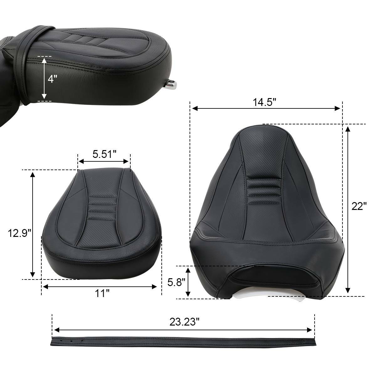 Driver Rider Passenger Seat Fit For Harley Touring Street Road Glide 09-Up Black