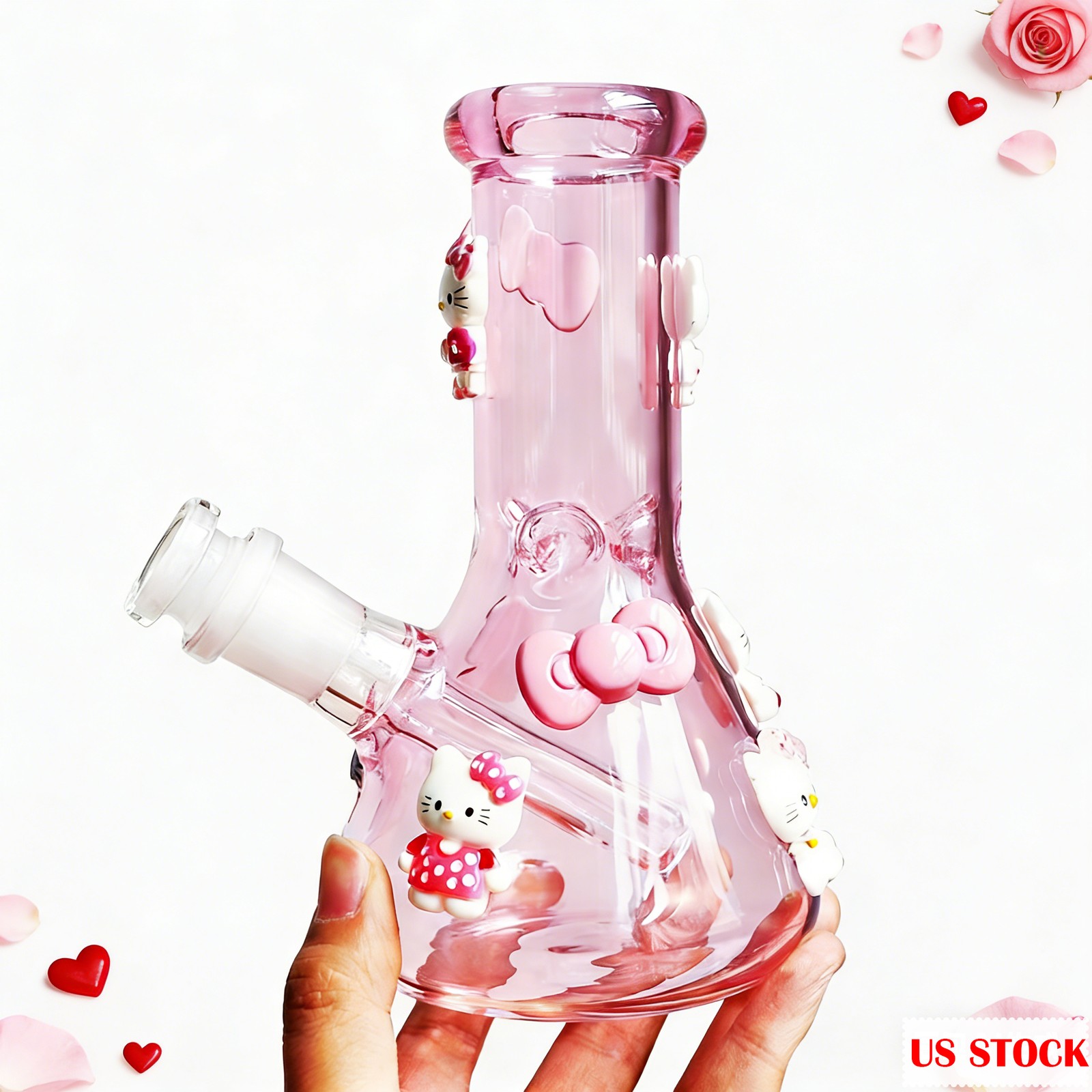 Gift💕Mini Pink Hello Kitty 6.5''Hookah Glass Bong Smoking Waterpipe BEAKER 14mm