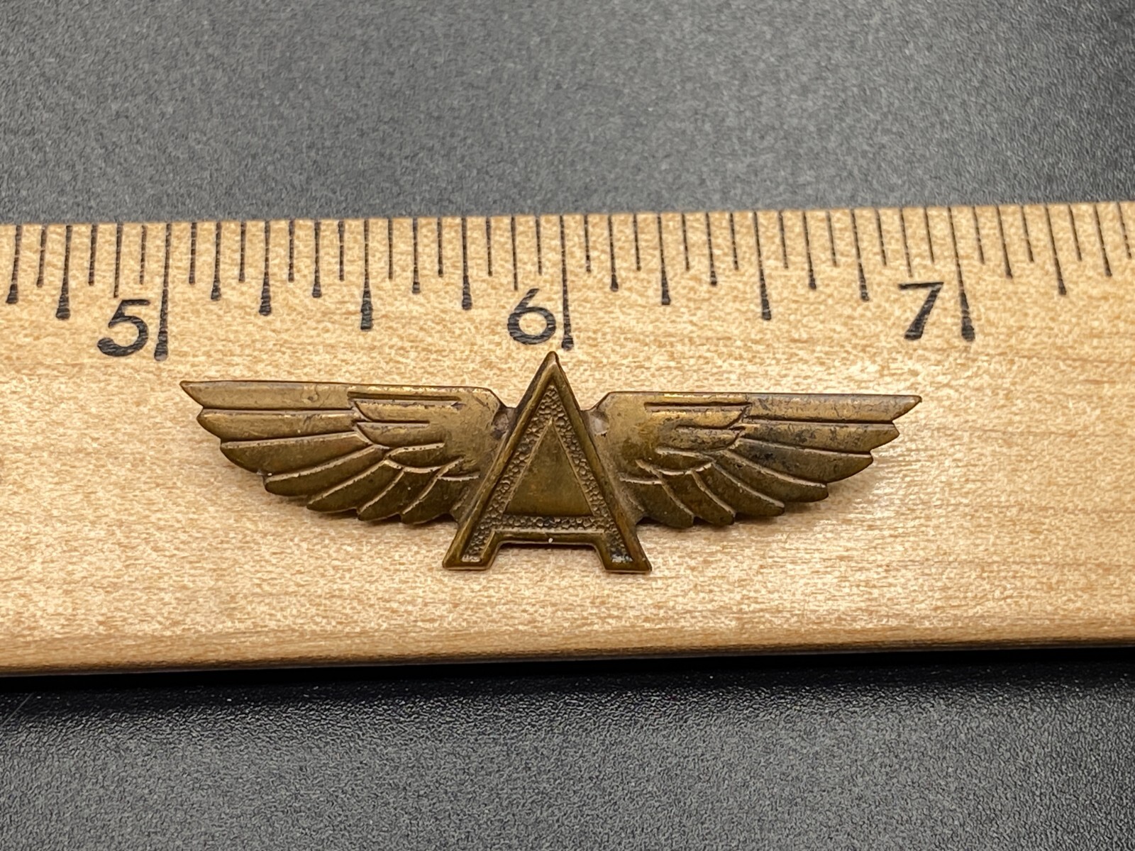 Vintage Flying A gasoline wings pin A. E. Co, Utica New York 2" wings