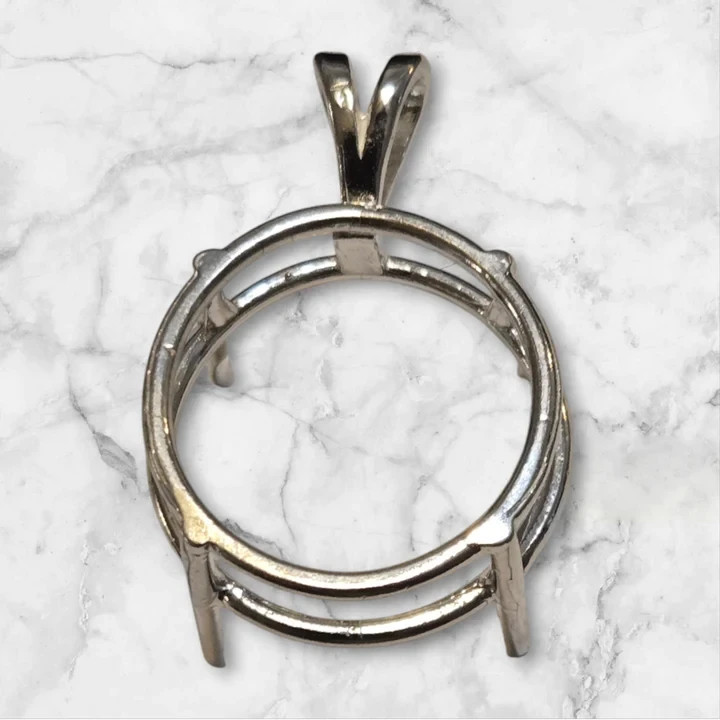 4mm- 19 mm Round Faceted Setting Pendant 925 Sterling Silver, Pre-Notched