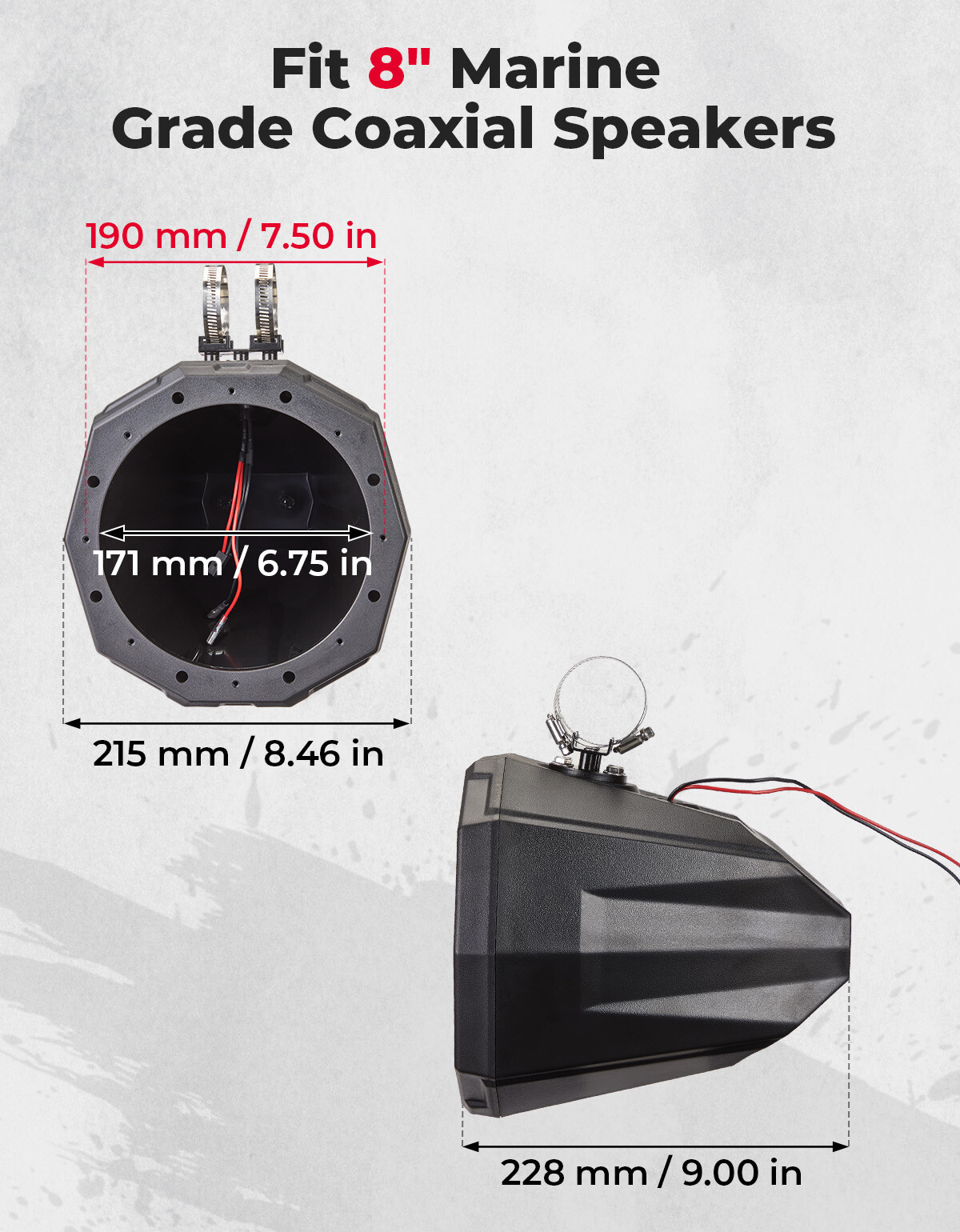 Universal UTV ATV 8" Speaker Pods Cage Enclosure For Polaris Can Am Honda