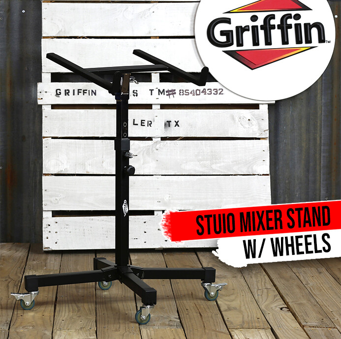 GRIFFIN Studio Music Mixer Stand on Wheels - DJ Recording Gear Cart Table Mount