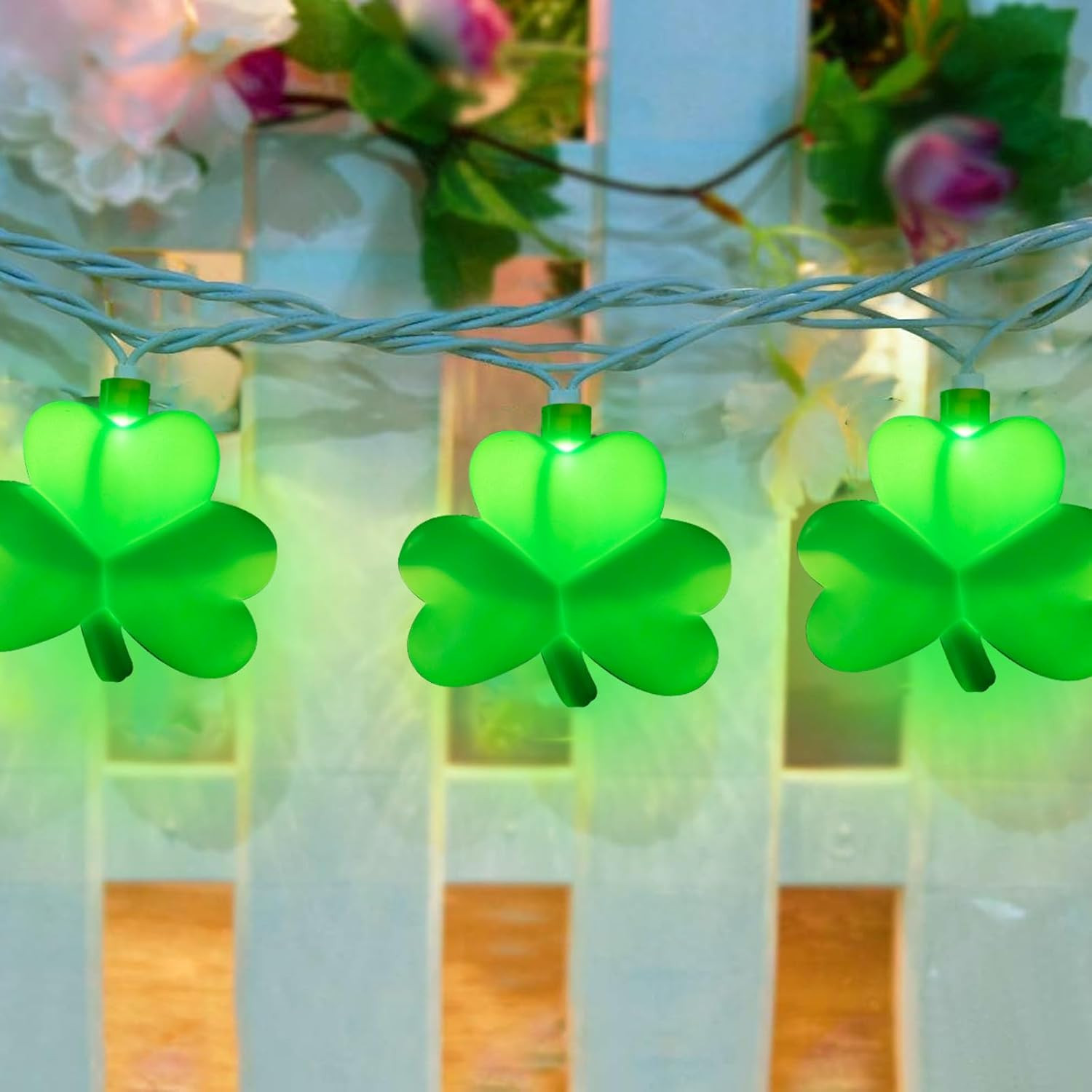 St. Patrick's Day 8.5ft Waterproof Shamrock LED Lights for Outdoor Decor