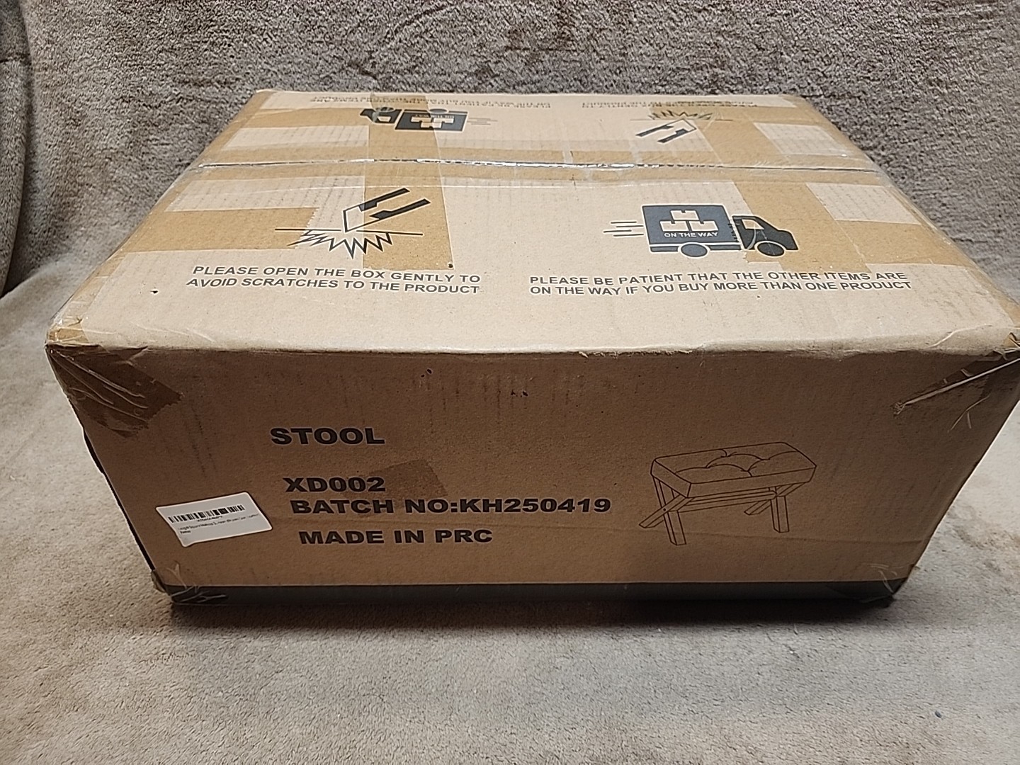 Square Makeup Stool with Rivets Wood X-Legs,Modern Vanity Ottoman Chair