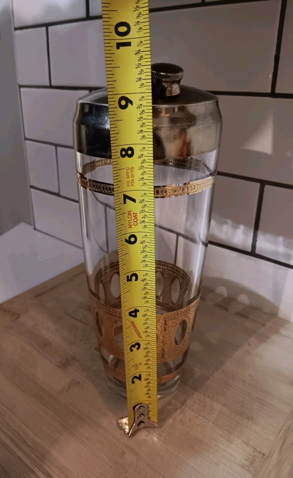 Vtg MCM 60s Culver Antigua Cocktail Shaker Low Ball 5 Pc Barware Set 22k Gold