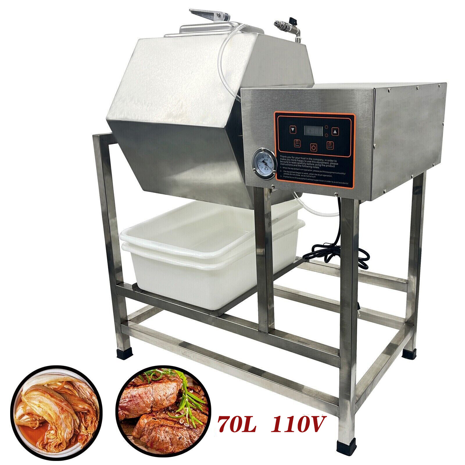 70L Meat Salting Machine Chicken Marinating Vacuum Meat Tumbler Marinator 110V