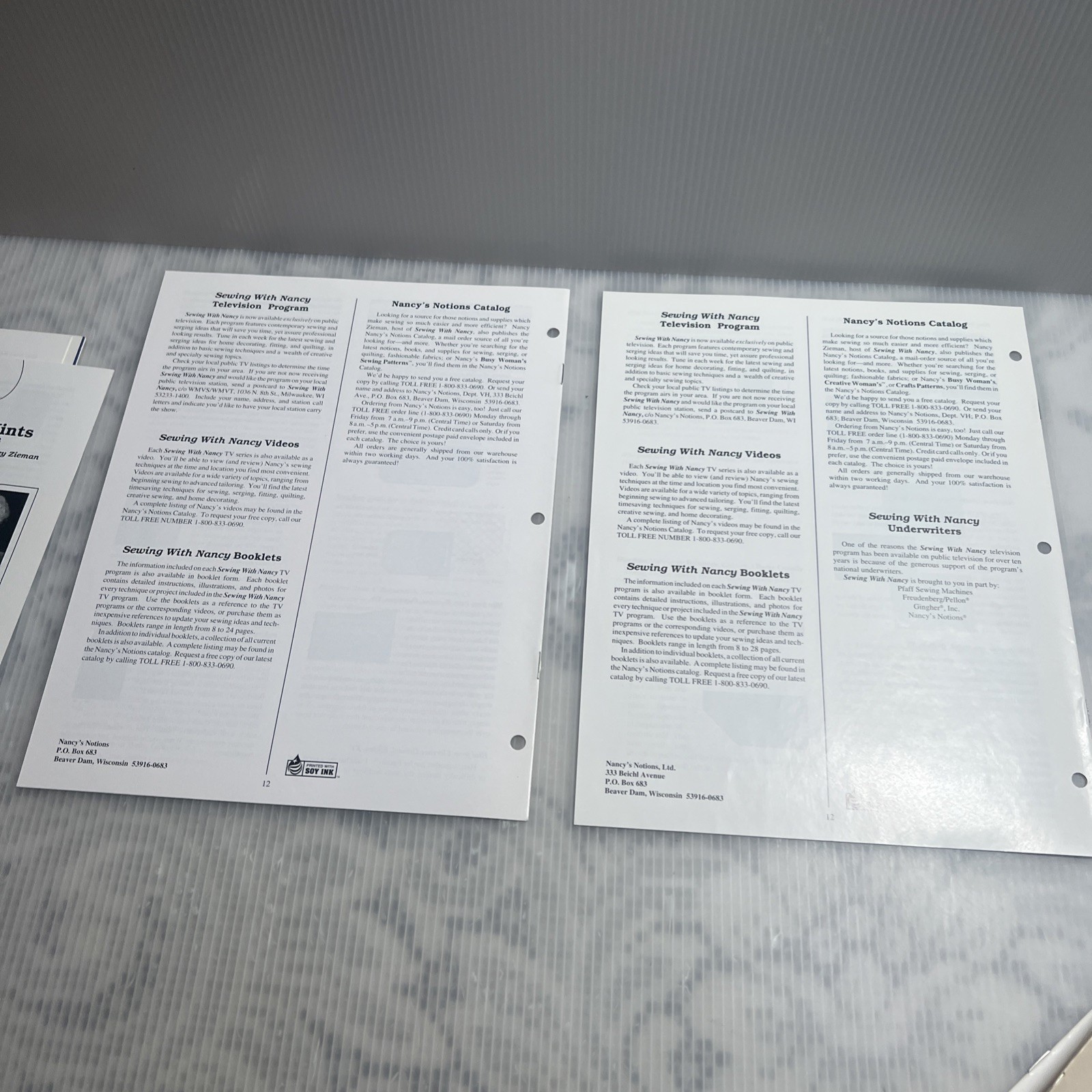 Sewing With Nancy Lot Of 19 Booklets, Pamphlets, And Transcripts 1990’s