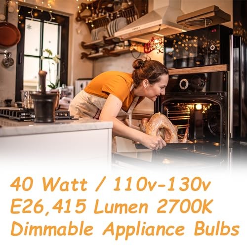 4-Pack Oven Light Bulbs 40 Watts Appliance Bulb, E26 A15 120V High A15-4PCS