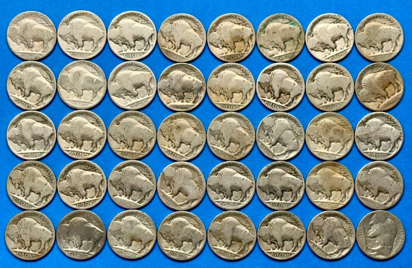 Estate Sale ~ Buffalo Nickels Lot of 40 DATELESS Coins ~ Buffalo Nickels Roll