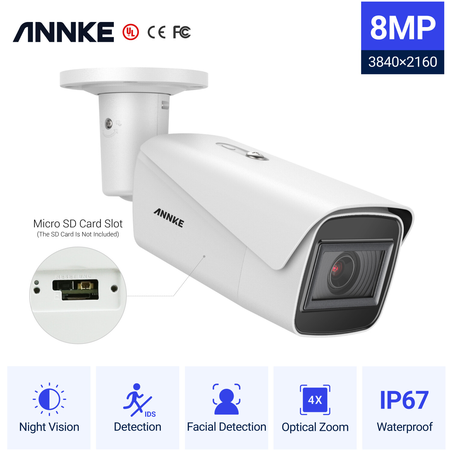 ANNKE 8MP 4K PoE IP Security Camera Home Surveillance Outdoor IR Night Vision