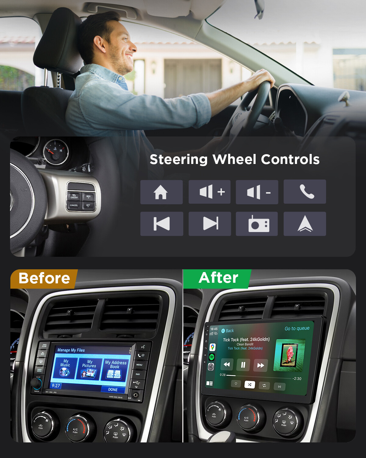 For Jeep Wrangler 2007-2017 Car Stereo Apple CarPlay Android 13 Radio GPS Navi