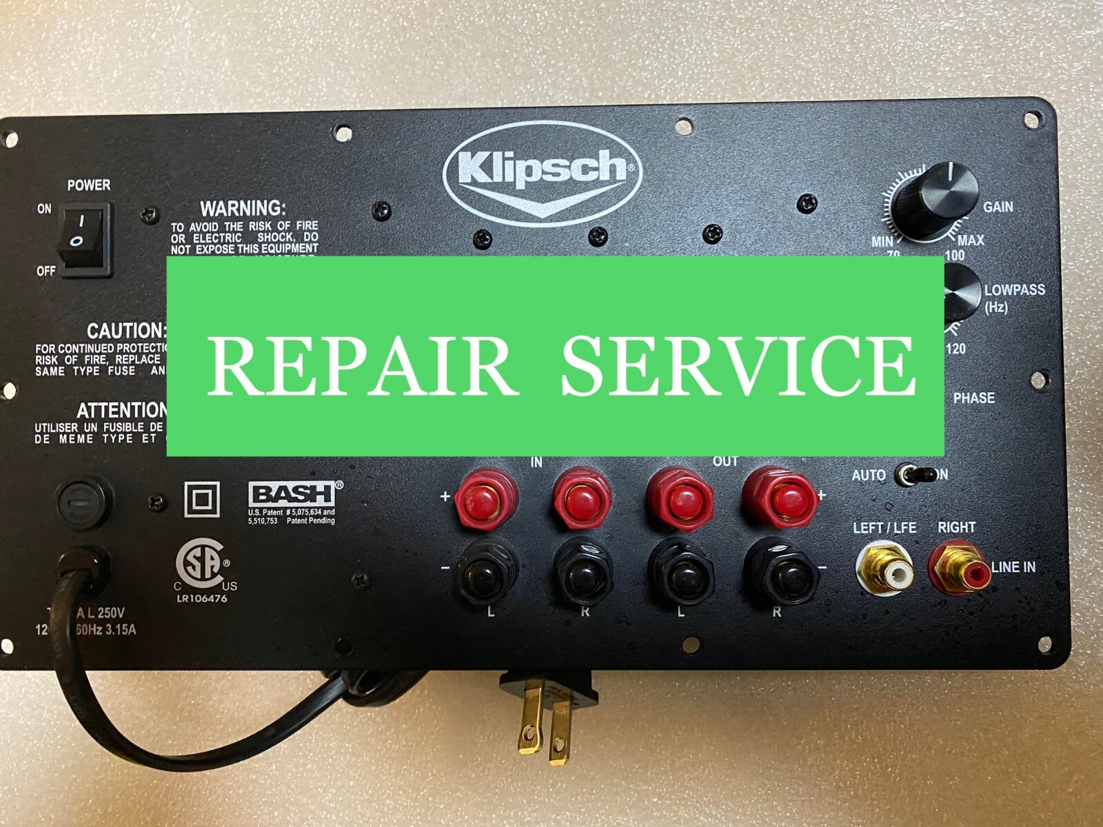 Klipsch SUB 12  Synergy  Subwoofer Amp Module, *** REPAIR SERVICE ***