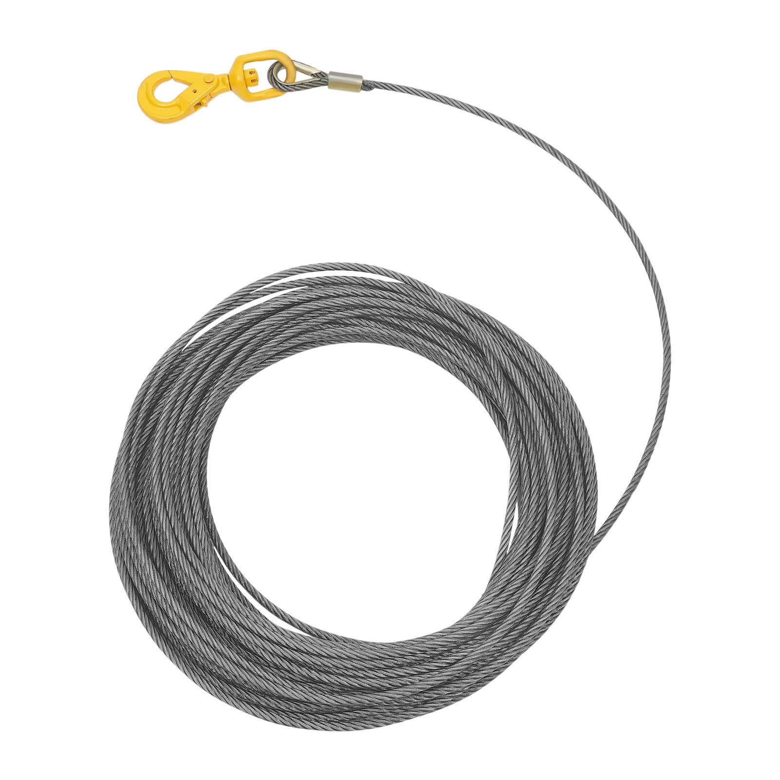 Wire Rope with Swivel Hook 3/8"x150ft Winch Cable with Self Locking Hook Safety