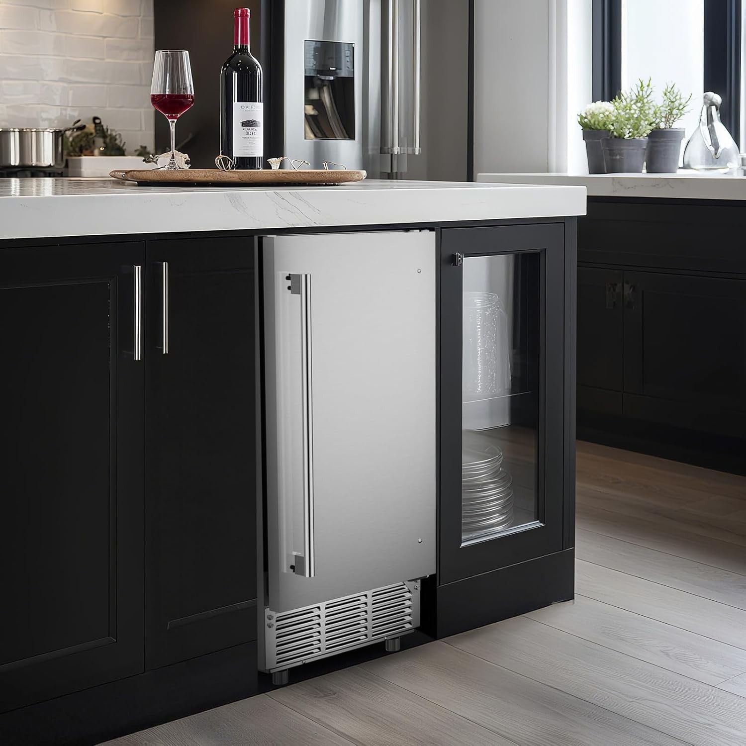 Commercial Under Counter Ice Maker Machine 85Lbs/Day Ice Maker 33lbs Ice Storage