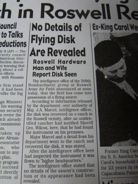 (A-54) July 8 & 9 1947 ROSWELL Crash Newspaper Front Pages UFO Alien space ship