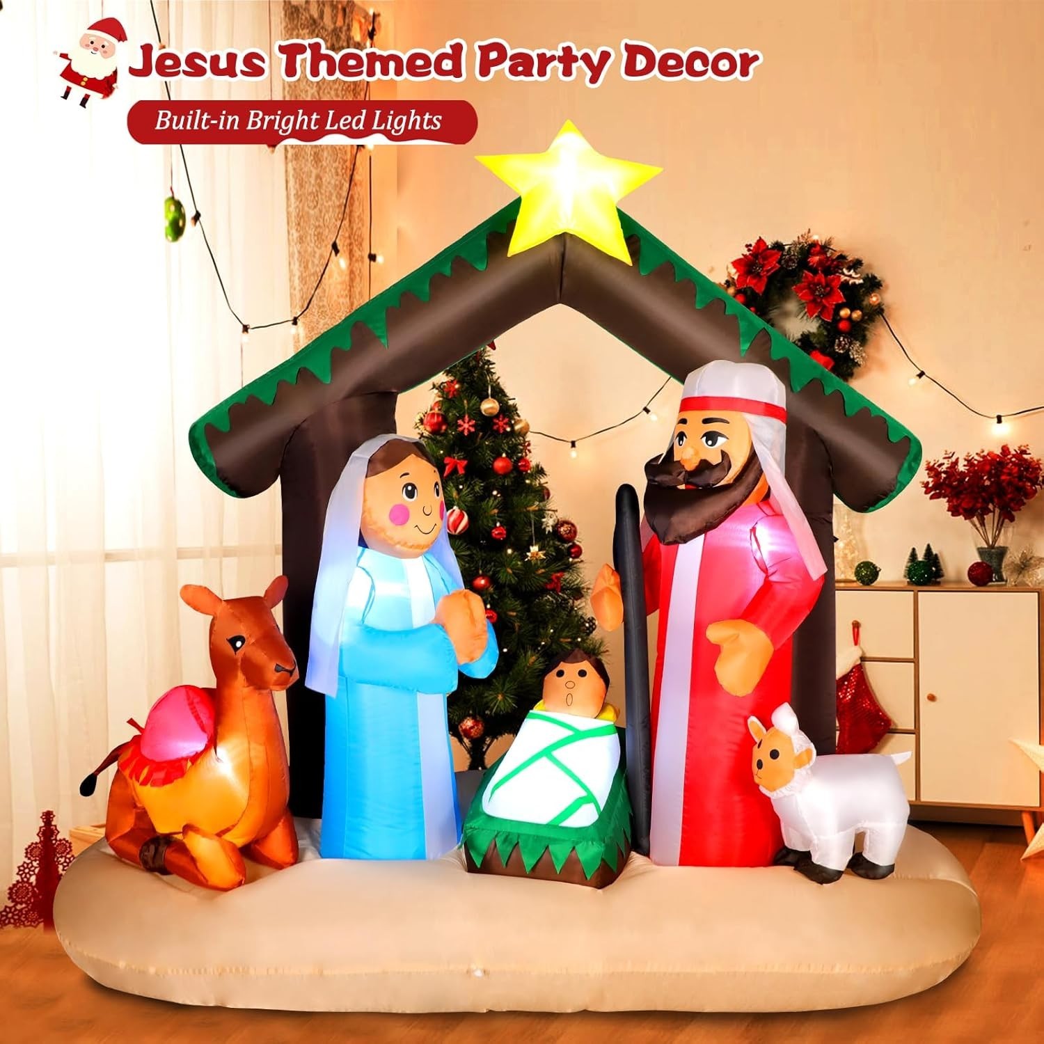 Waterproof 7FT Inflatable Nativity Set – Stable & Eye-Catching Christmas Display