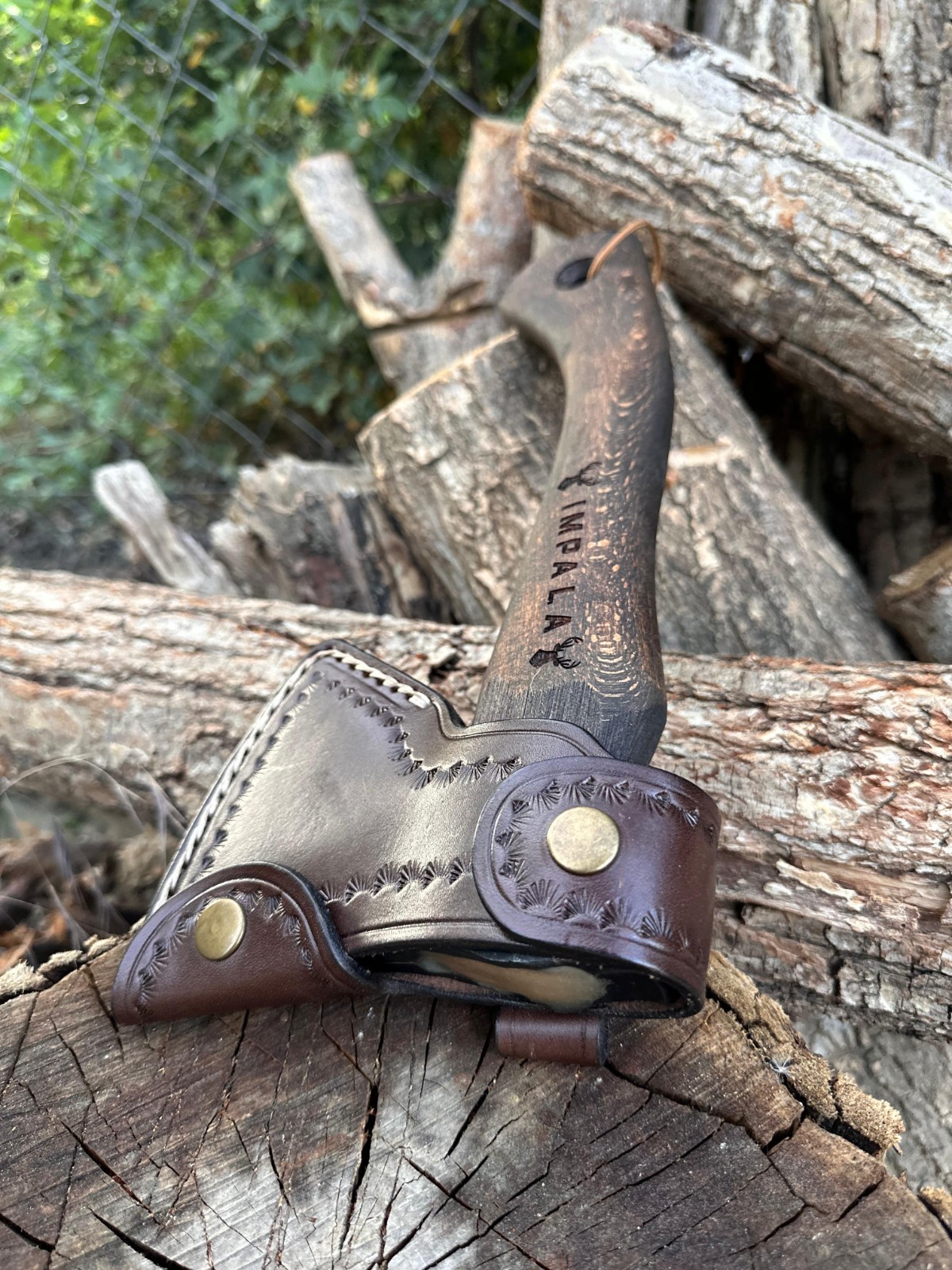 Small Forest Axe with Leather Sheath, Forged Hatchet, HandForged Outdoor Tool