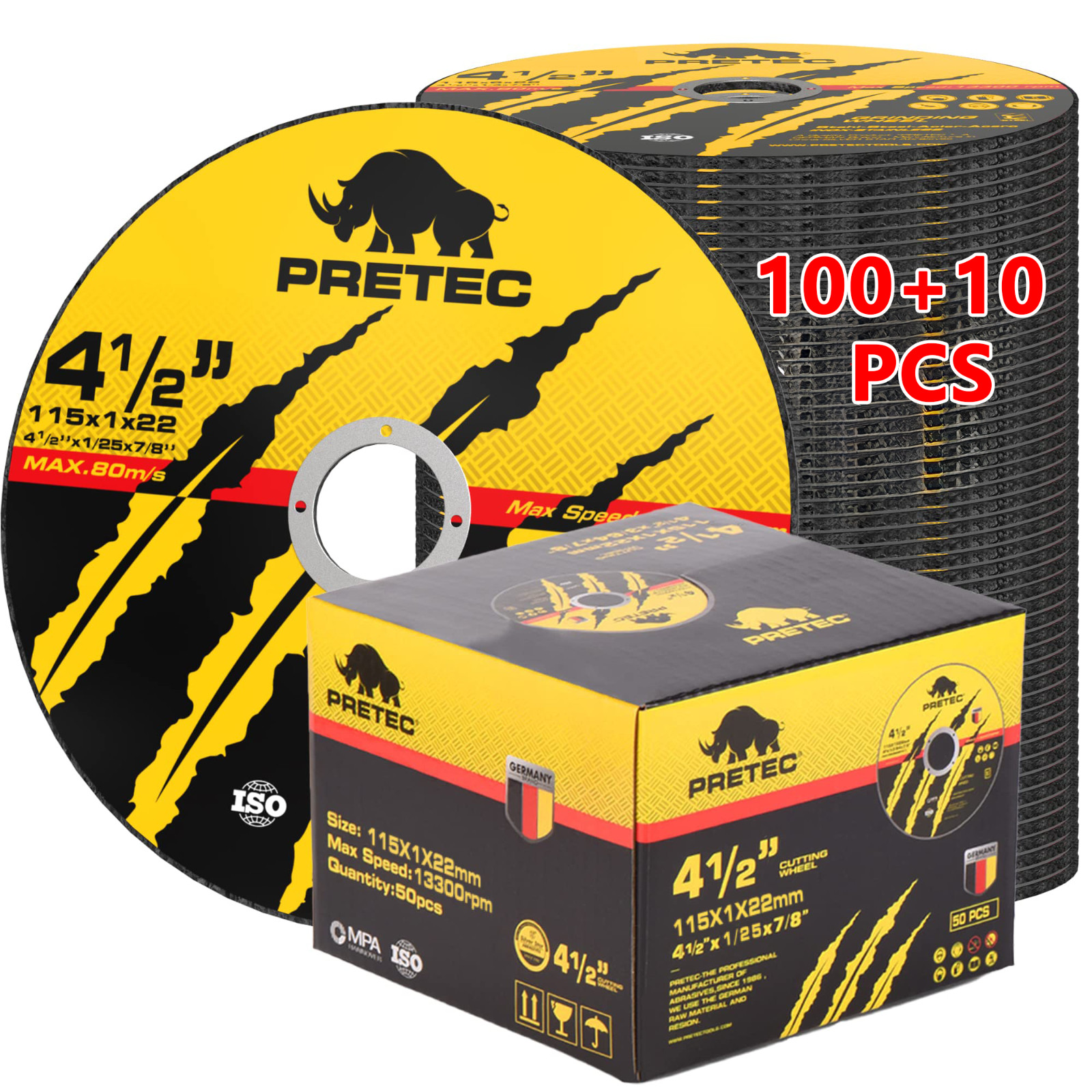 110PACK 4-1/2" x .040" x 7/8" Cut off Wheels Stainless Steel Metal Cutting Discs