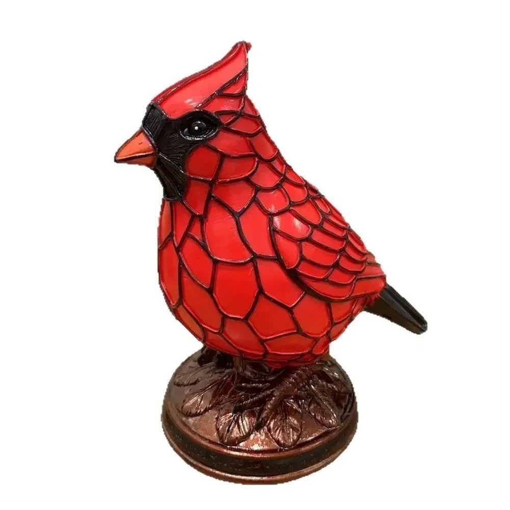Cardinal Lamp Red Resin Birds Night Light Handmade Resin Table Lamp W/batteries