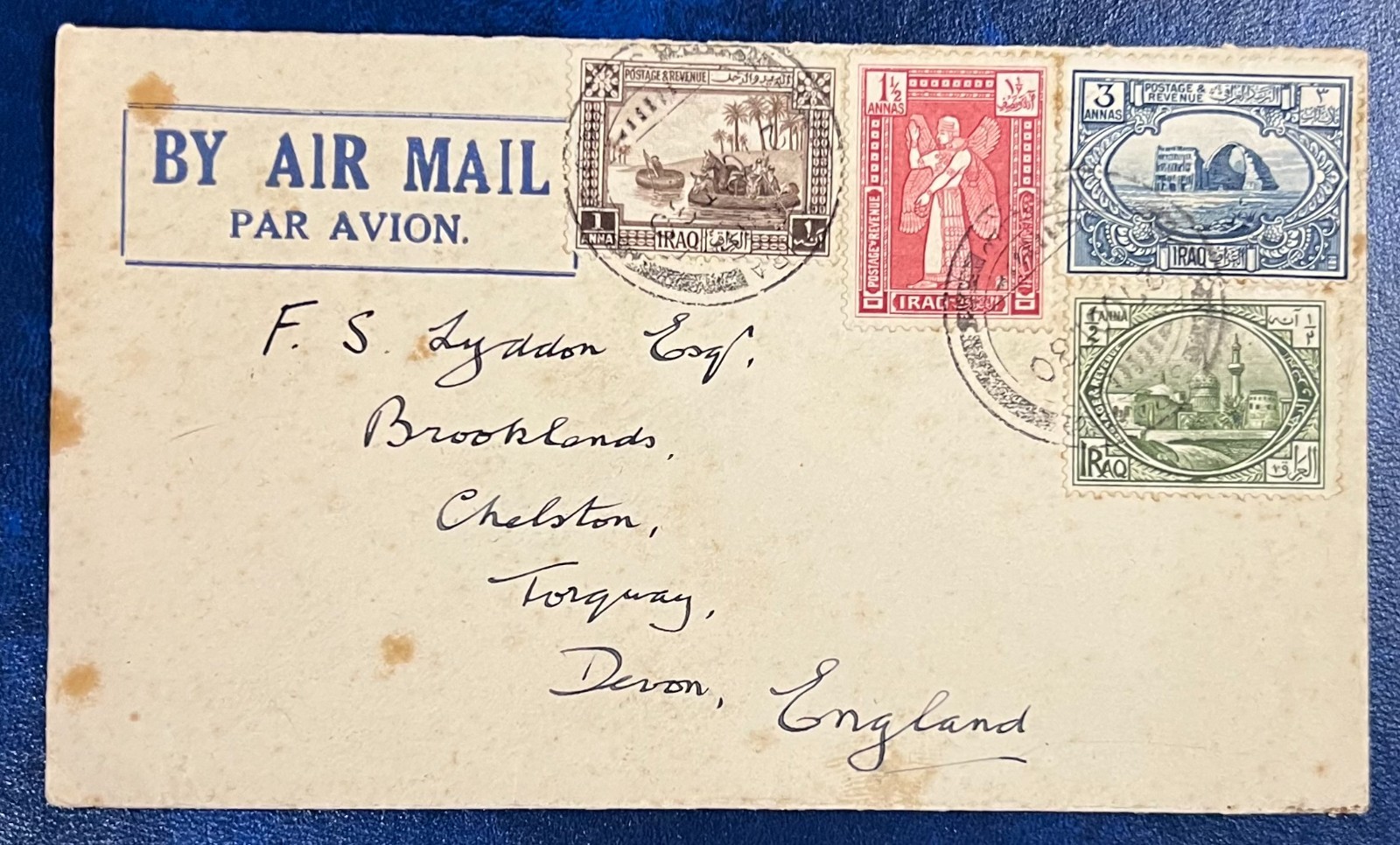 IRAQ , Cover Sent to UK 1930 SIBA Stamped