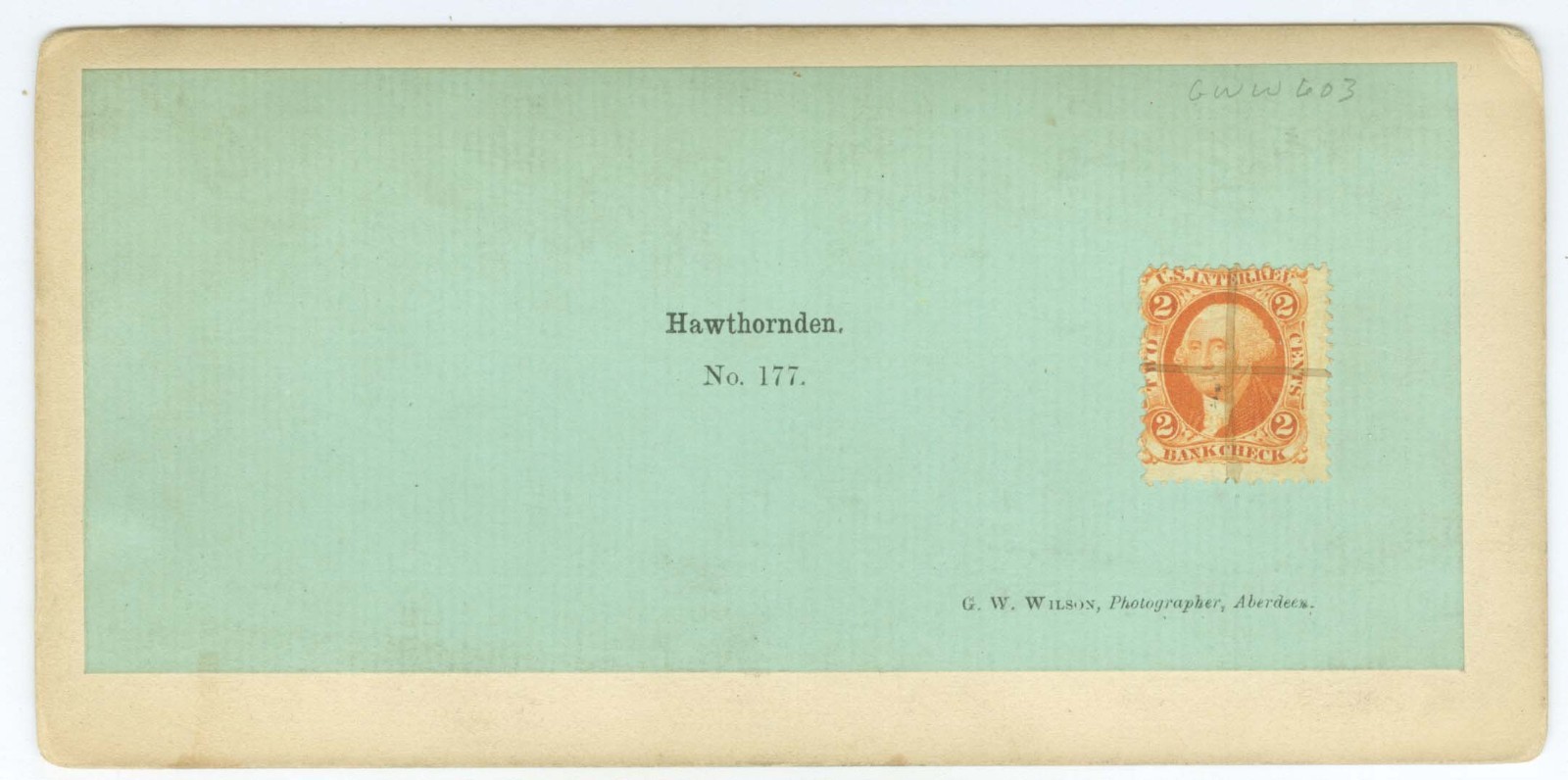 G2109~ SCOTLAND – Hawthornden & Tax Stamp – 1860s Stereoview- GW Wilson