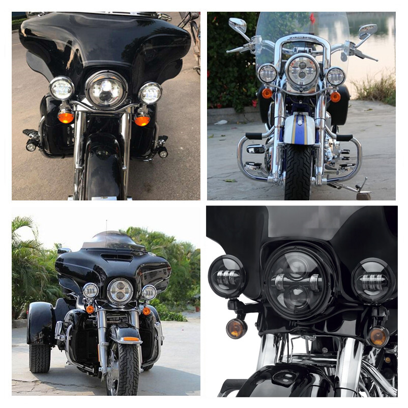 Auxiliary Spot w/ Wiring Harness Turn Signal light for Harley street glide 06-22