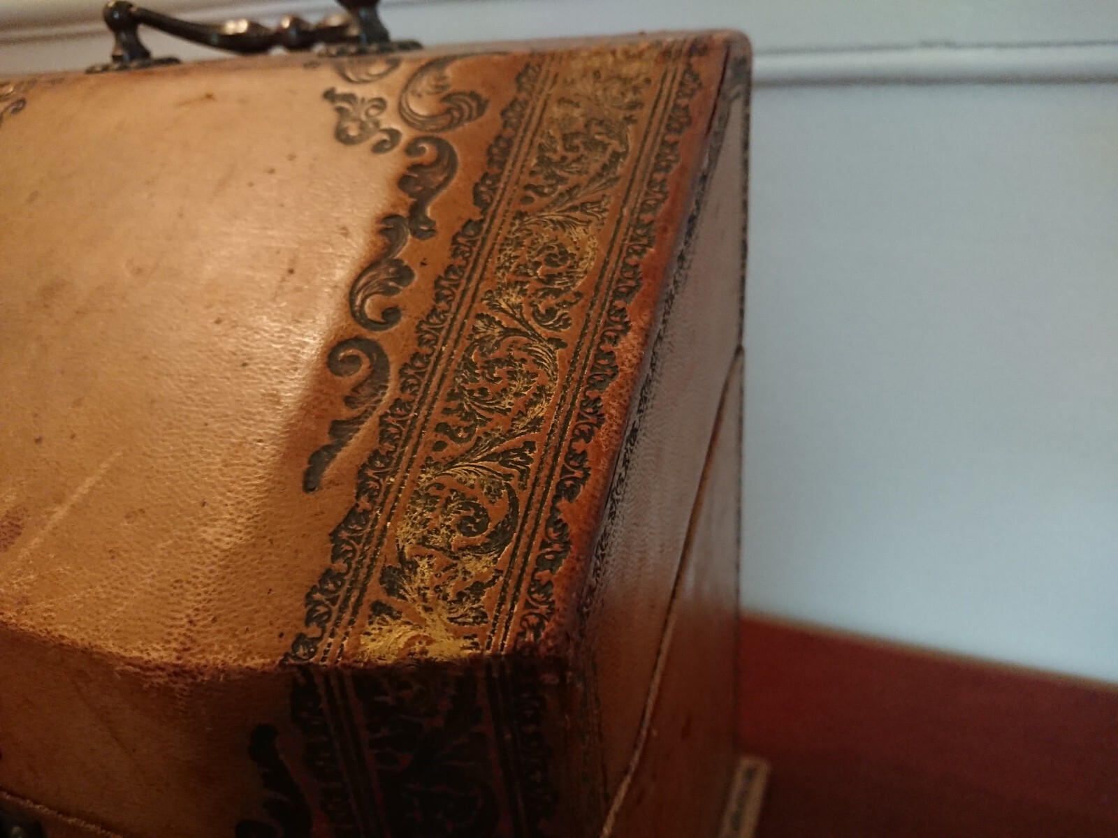 antique French leather letter box