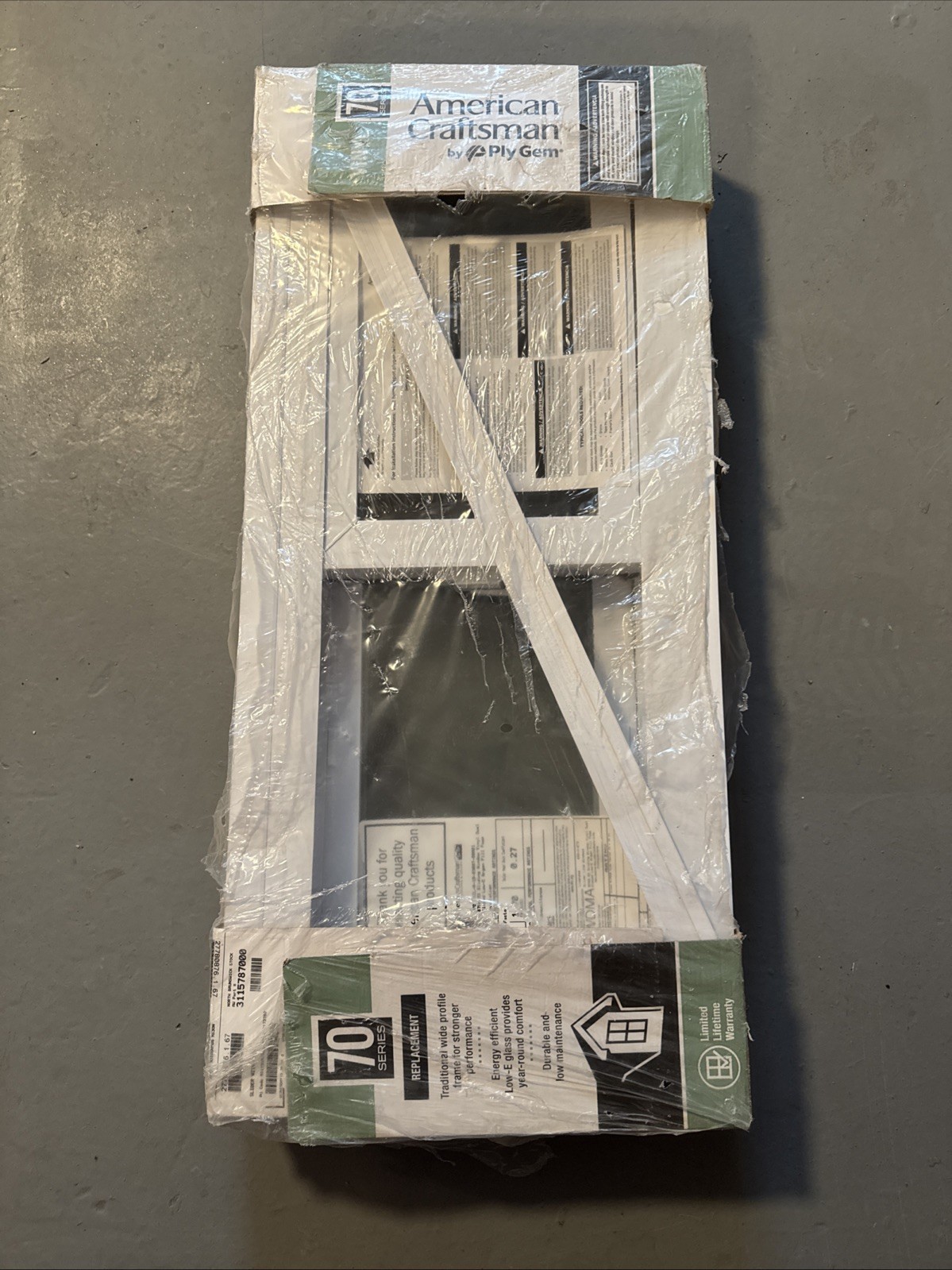 American Craftsman 70 Series Low-E Argon Single Hung Vinyl Window 31 x 15 In