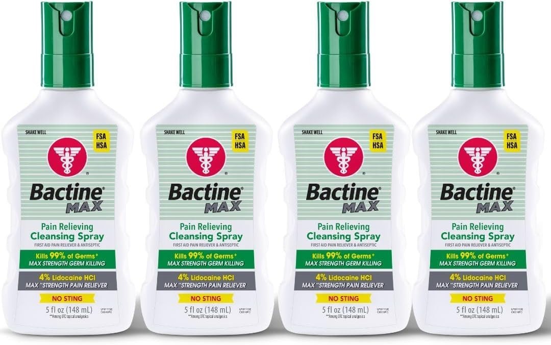 Bactine Max Pain Relieving Cleansing Spray 5 Ounces Pack of 4