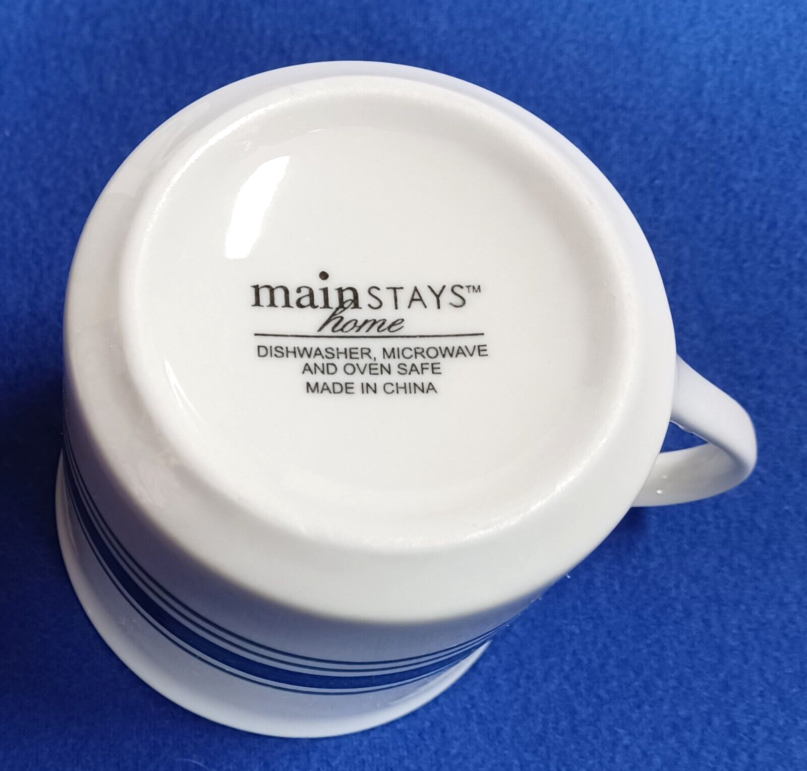 Mainstays Home Flat Cup & Saucer Sets Blue & Green Stripes Set of 4