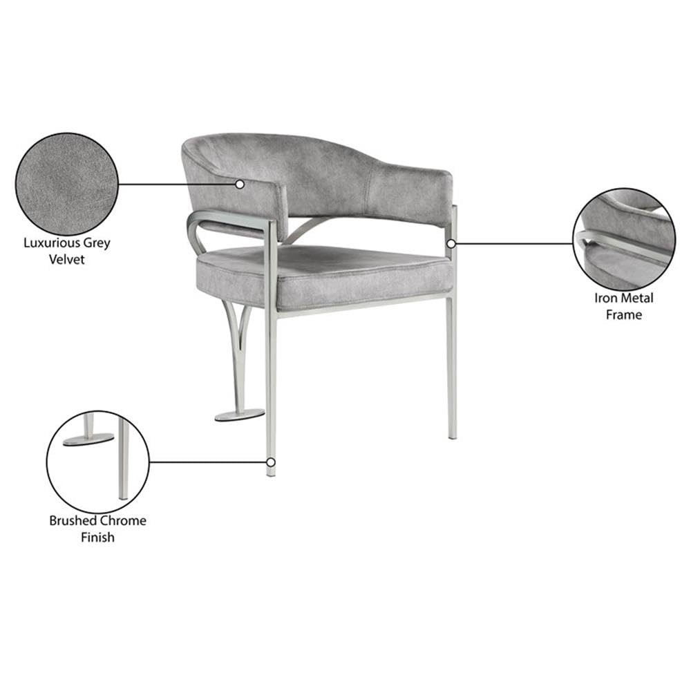 Meridian Furniture Madelyn Grey Velvet Dining Chair (Set of 2) -m
