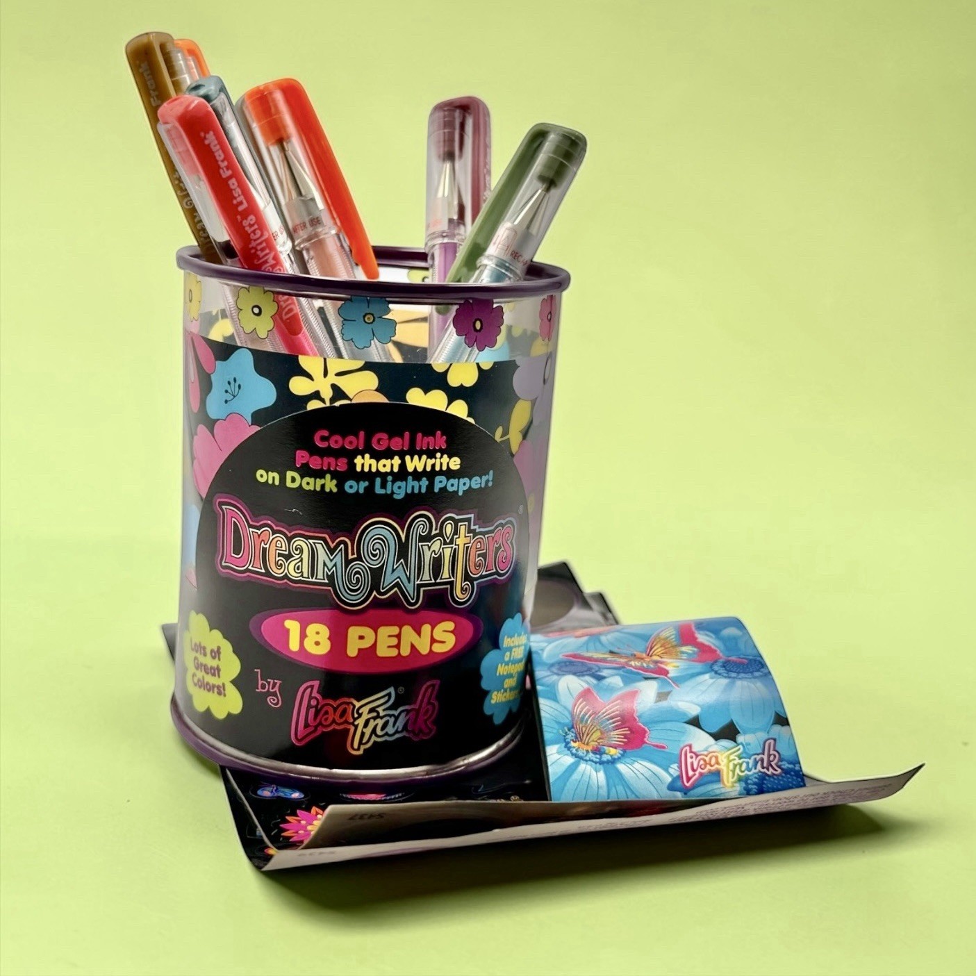 LISA FRANK DREAM WRITERS Vintage LOT Dried Up GEL PENS Stickers Notepad Holder