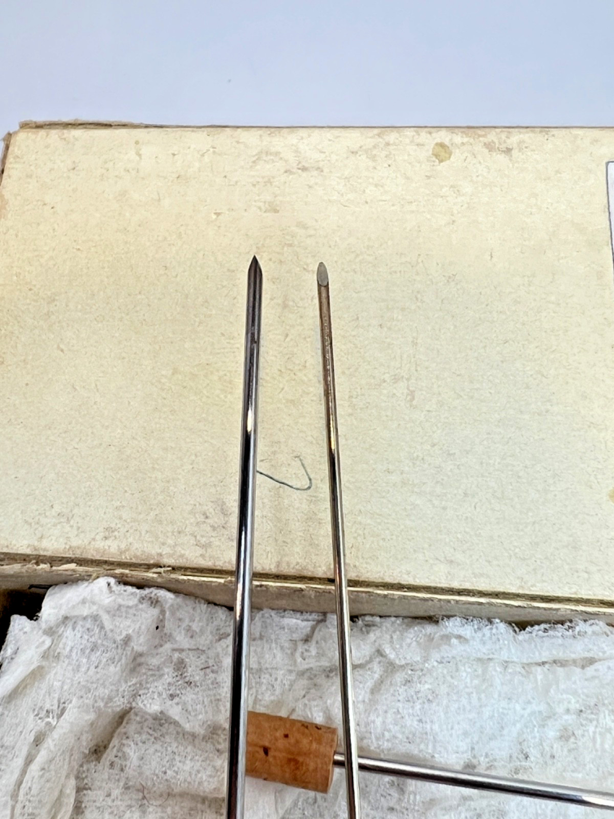 2x Big Antique Medical Blood Letting Surgery Transfusion Needles Trockar 5.5''