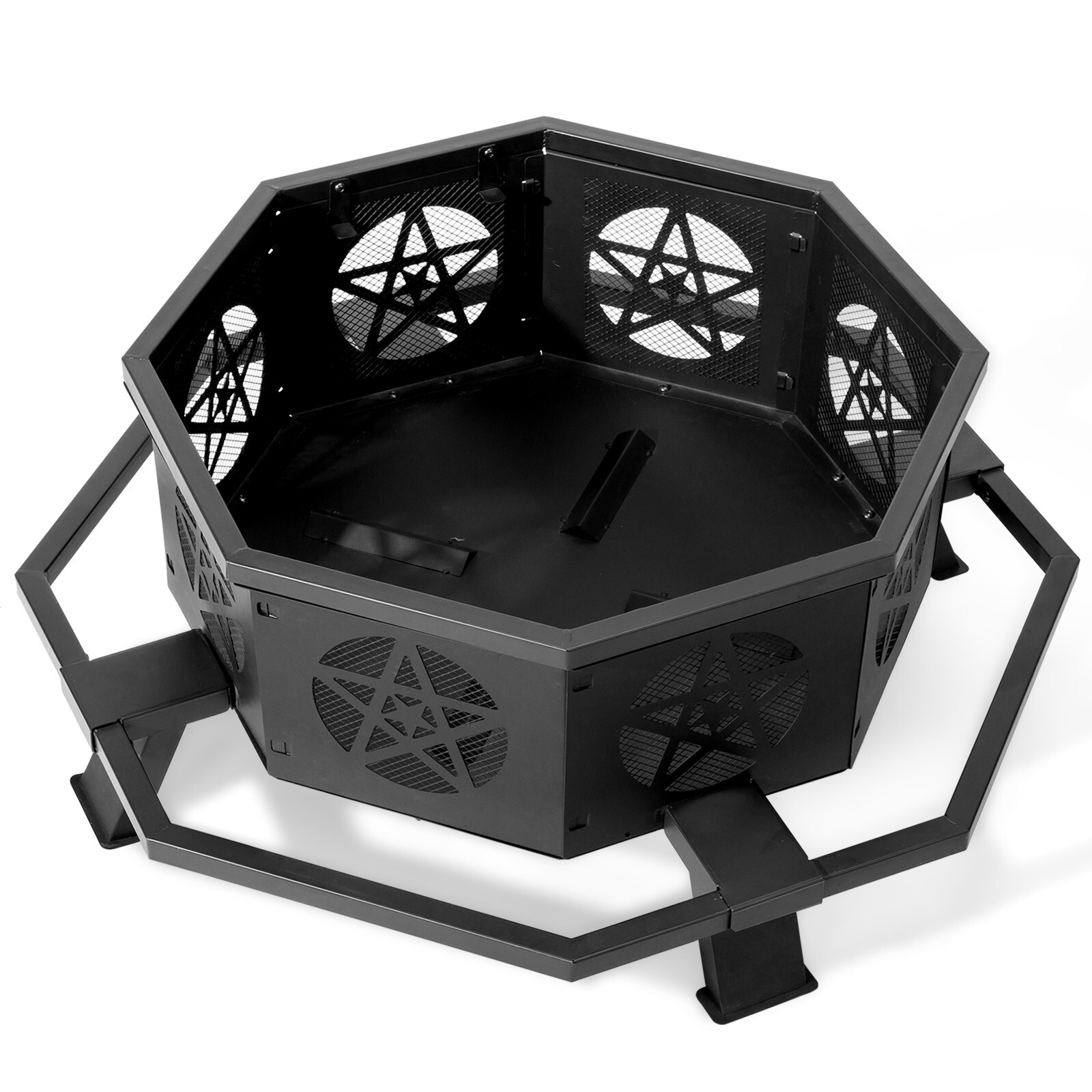 Large Heavy Duty 43" Octagonal Outdoor Wood Burning Fire Pit, Star Ventilation