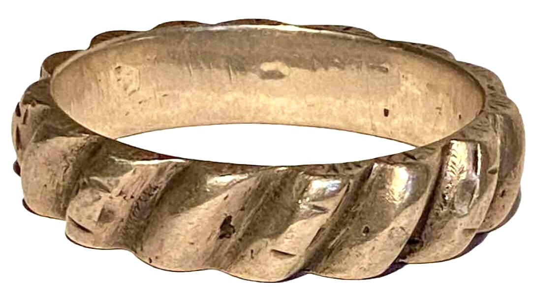 Vintage Ethnic Tribal Artisan Bangle Bracelet, Silver Tone