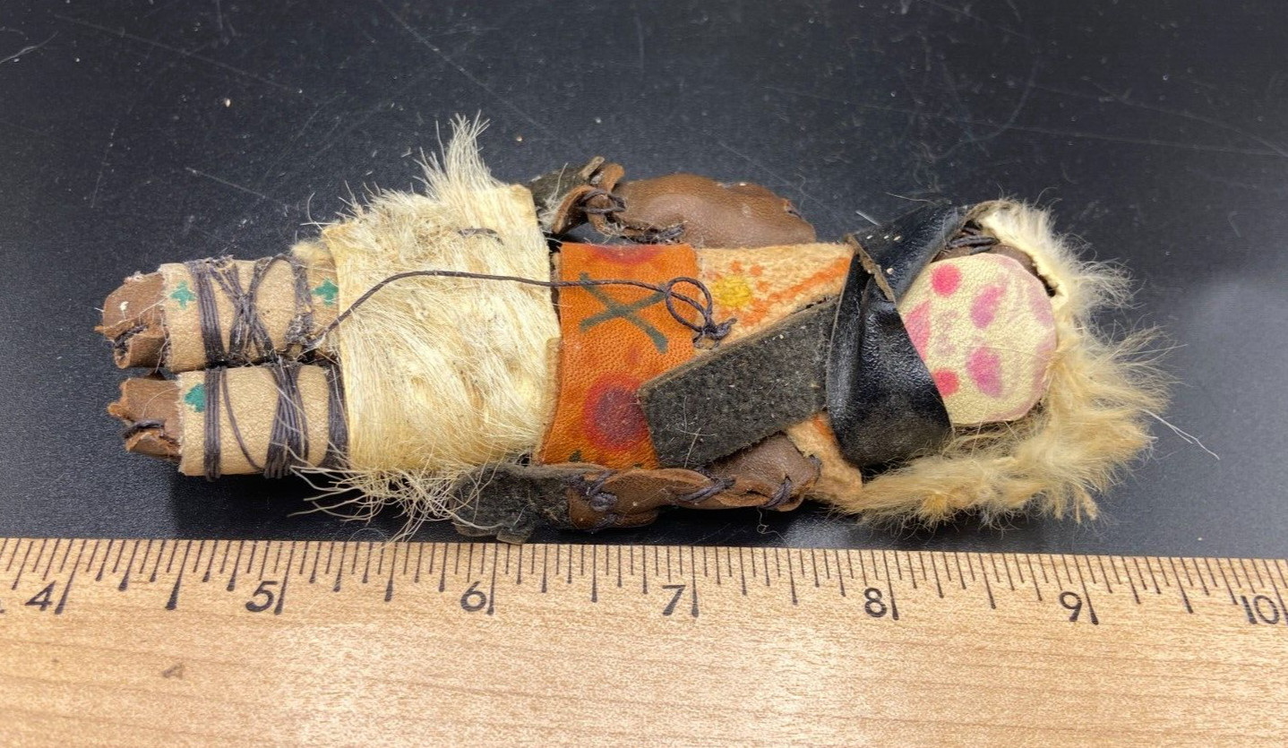 Antique Native American Kachina Doll hand painted w/ animal hair