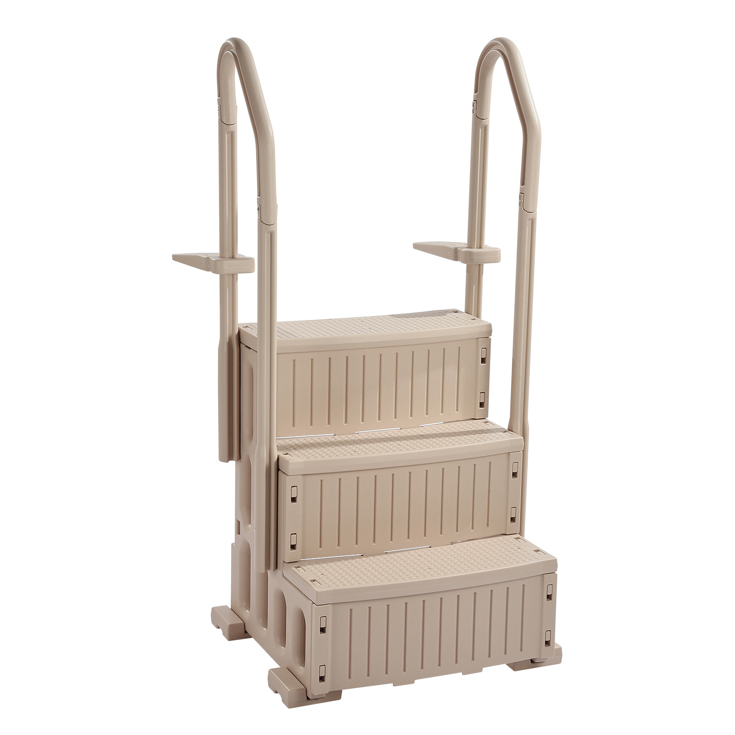 3-Step Taupe Pool Ladder of Double Handrails Supports 400 lb for 36-48 In Pools