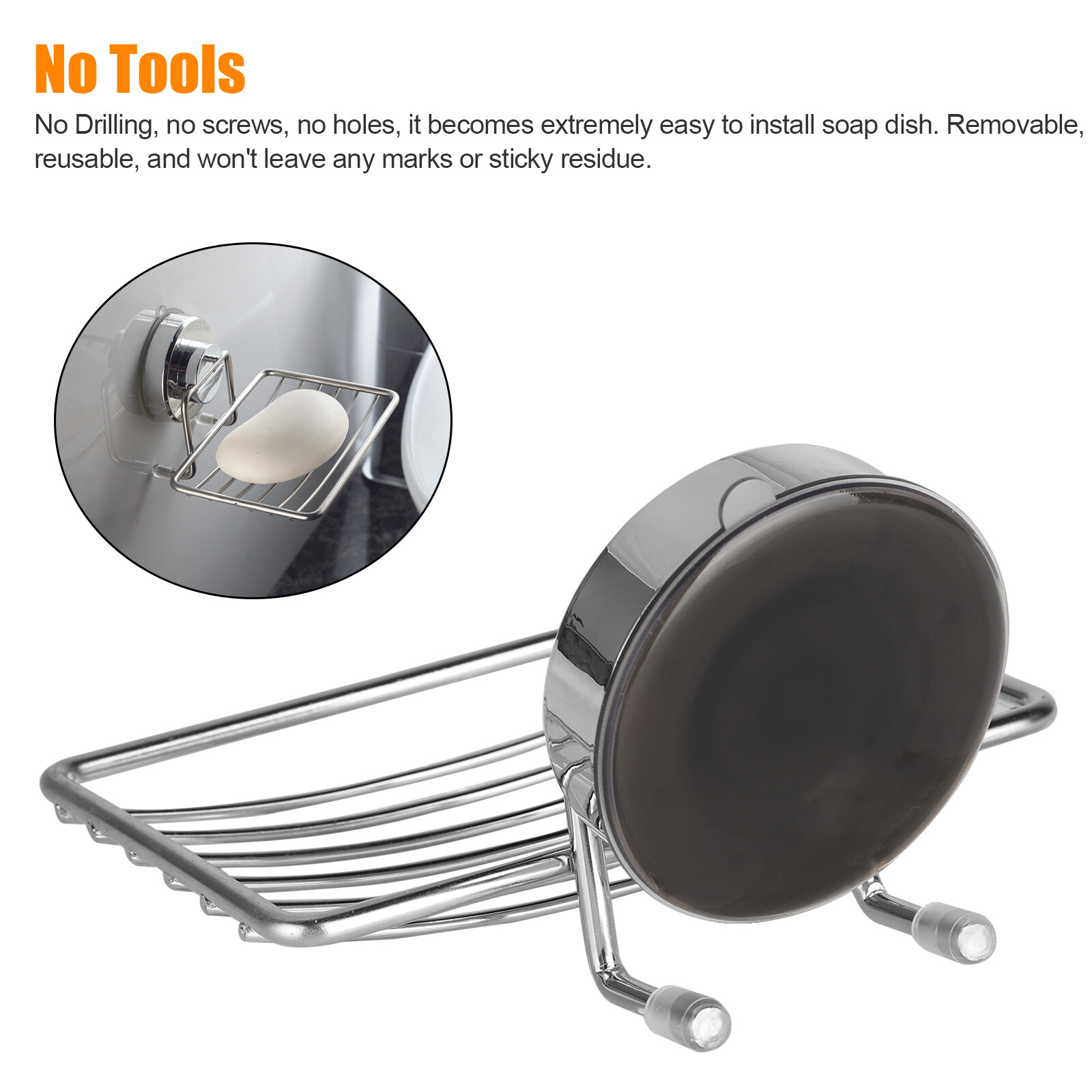 Soap Dish Mounted Wall Holder Bathroom Shower Basket Storage Box Stainless Steel