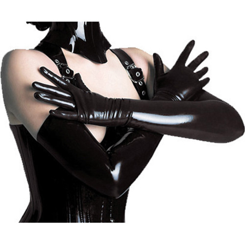 Wet Look Thigh-Highs Lace Long Stockings Sexy Patent Leather Gloves Women Club