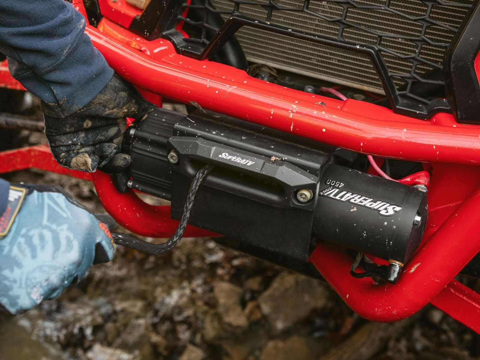 SuperATV Heavy-Duty 6000 Lb. Synthetic Rope ATV UTV Winch - With Wireless Remote