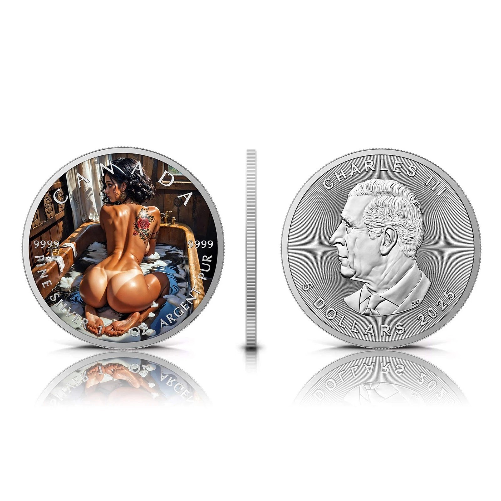 Canada 2025 Maid Bathtime Naughty Sexy Tattoo Girl Silver-plated coins
