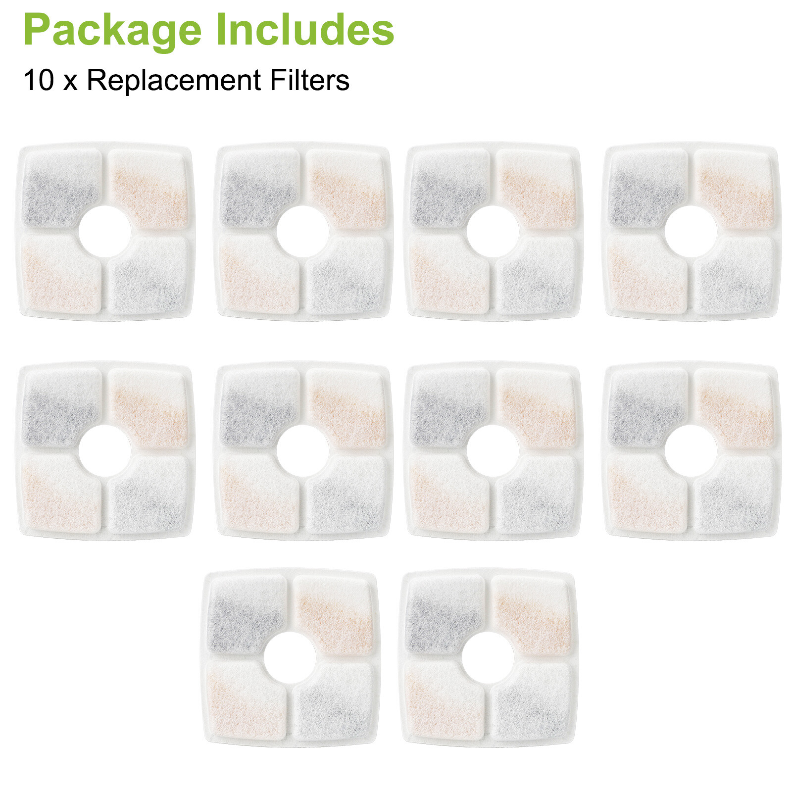 10pcs Cat Water Fountain Filters for Square 84oz Pet Drinking Replacement Filter