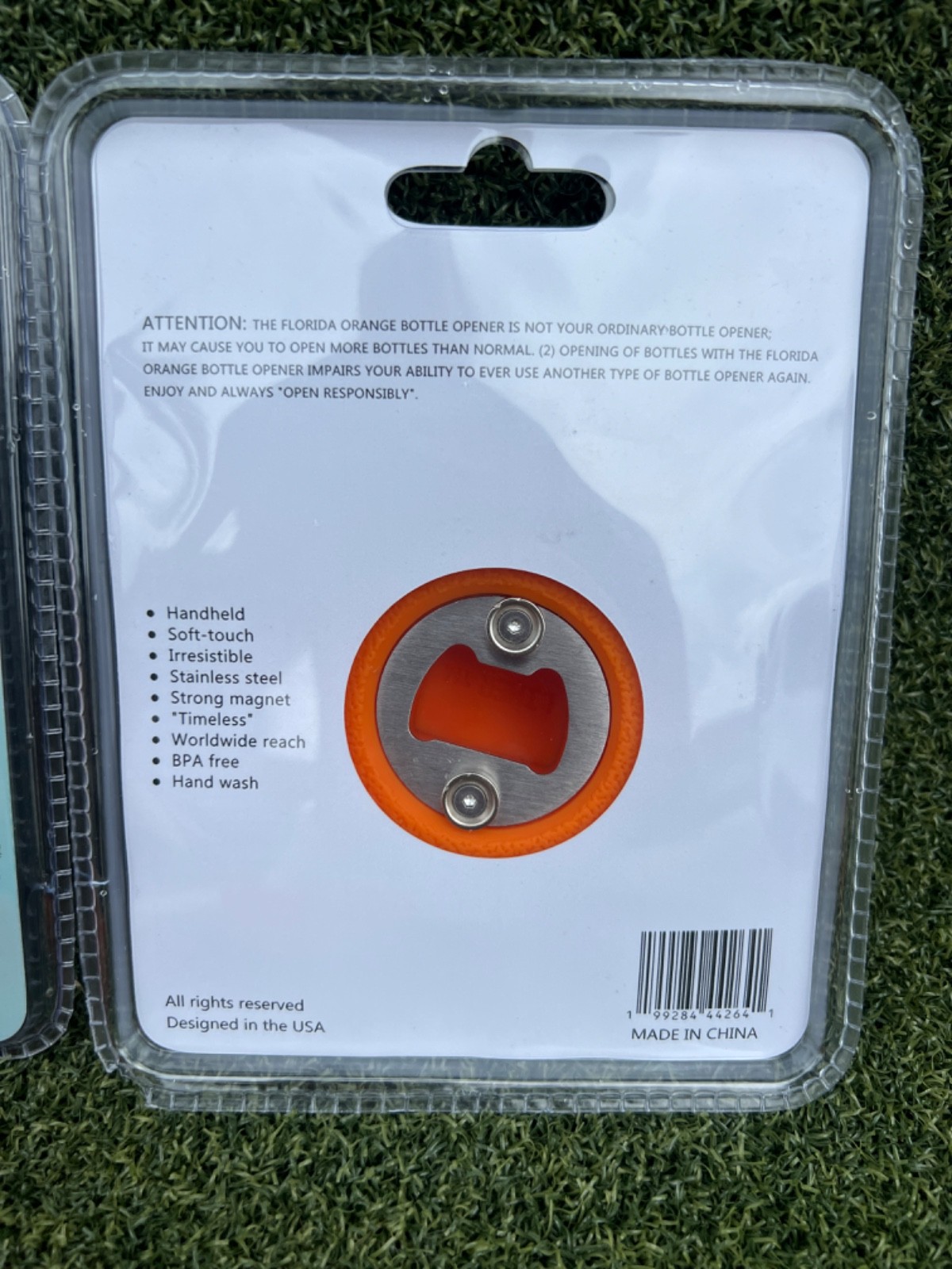 "NEW" - Souvenir Florida Orange Bottle Open with Dual Refrigerator Magnets!