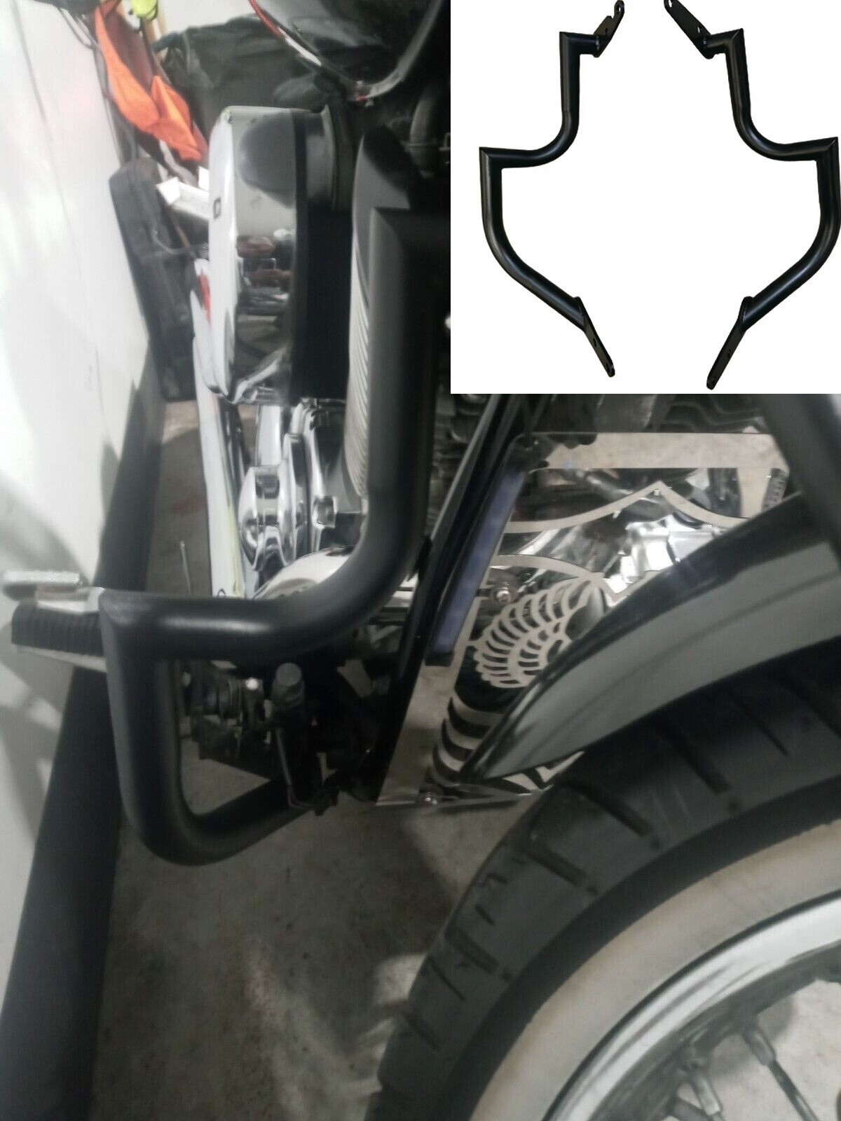 BLACK 2Pc Highway Engine Guard Crash Bar Yamaha V Star 1100 Custom and Classic