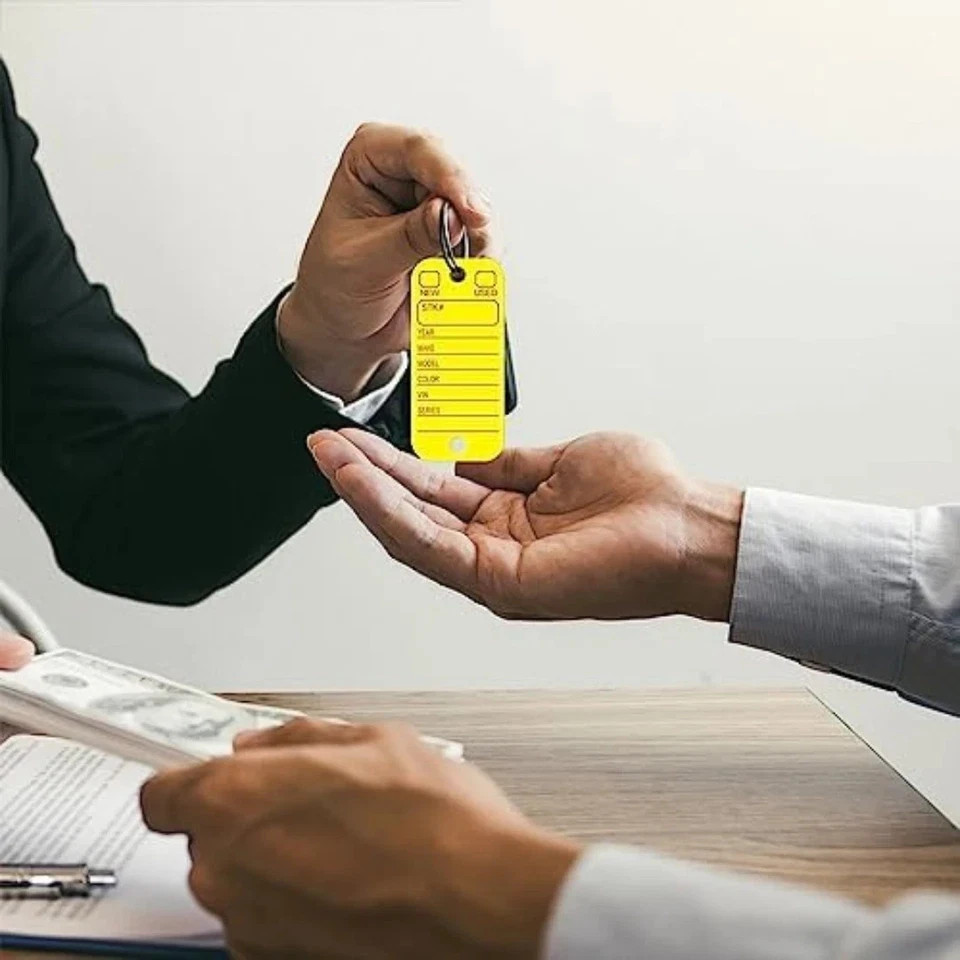 Poly Key Tags Plastic Key Tags w/ 200 Rings & 2 Markers Car Dealer 200 Pieces (f