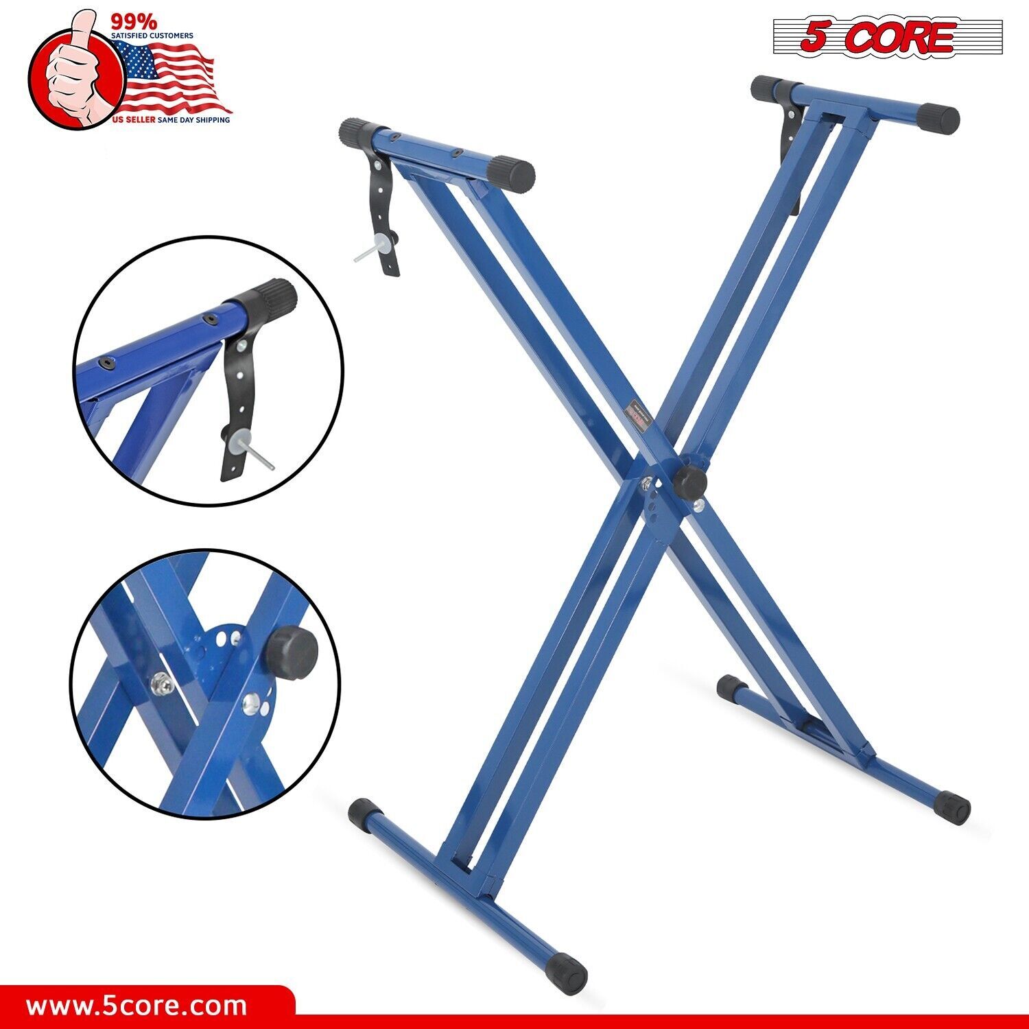 5Core Keyboard Stand Double X Style Adjustable Lift Piano Riser For 49 - 88 Keys