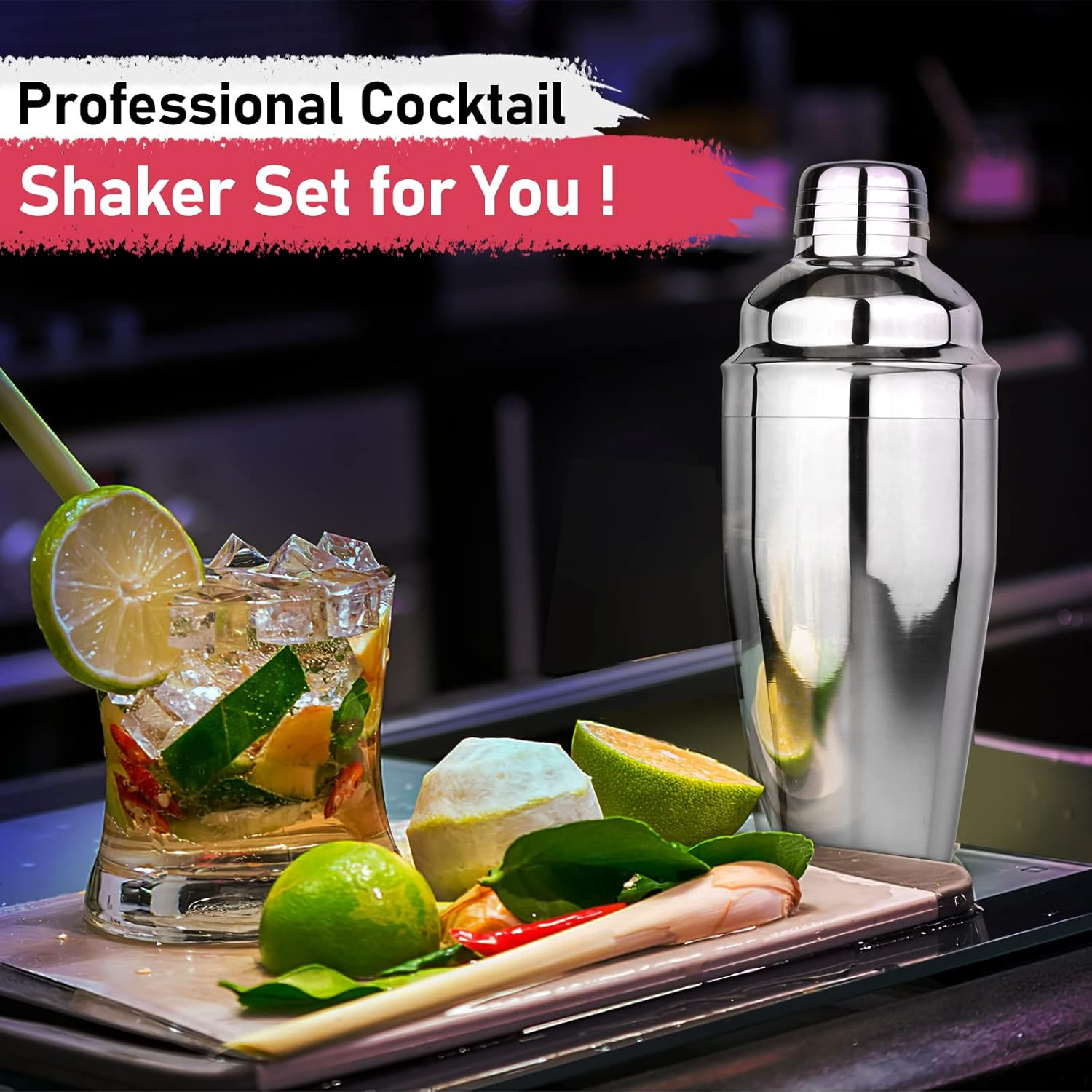 24Oz Cocktail Shaker Set Martini Shaker Set Bartender Set with Margarita Mixer D