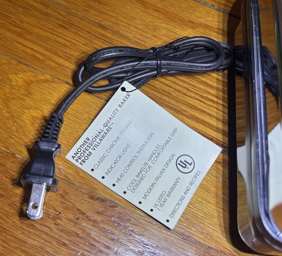 VillaWare Pizzelle Baker Italian Cookie Maker 5000-NS Prima Professional NEW