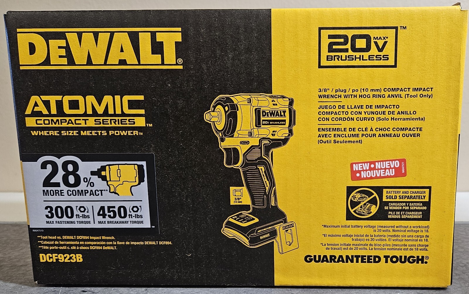 DeWalt 20 Volt Brushless 3/8" Compact Impact Wrench with Hog Ring Anvil DCF923B